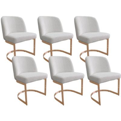 Kit 6 Cadeiras De Jantar Cléo Base Ouro Fosco Linho Bouclé Off White - Nexta Casa