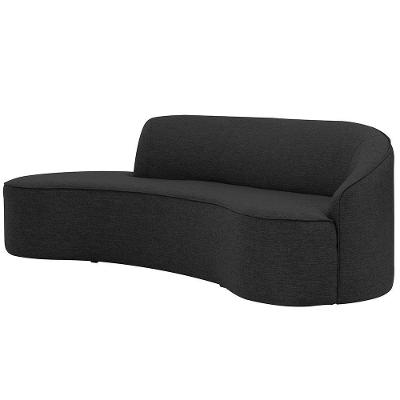 Sofá Curvo 02 Lugares 150cm Eron Braço Esquerdo Linho Preto Acinzentado - Nexta Casa