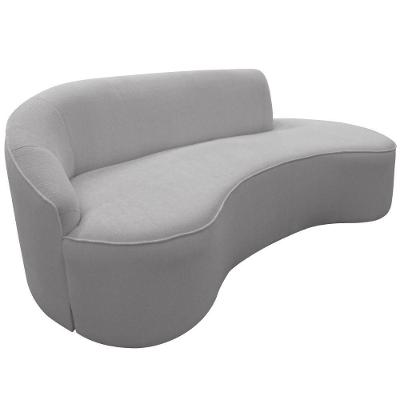 Sofá Curvo 03 Lugares 210cm Eron Braço Direito Bouclé Cinza Claro - Nexta Casa