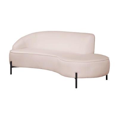 Sofá Curvo 3 Lugares 180cm Braço Dir. Thommy Pés Preto Linho Off White - Nexta Casa