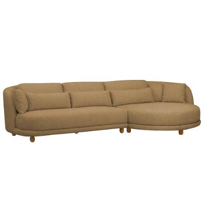 Sofá 05 Lugares 330cm Arizona Com Chaise Esquerdo Bouclé Camel - Nexta Casa