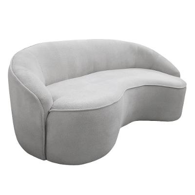 Sofá Curvo Montserrat 230cm 04 Lugares Bouclé Cinza Claro - Nexta Casa