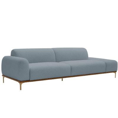 Sofá Living Unne 3 Lugares 210cm Terminal Esquerdo Bouclé Azul Claro - Nexta Casa Cor Azul