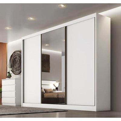 Guarda Roupa Casal Com Espelho 3 Portas 6 Gavetas - Logan-branco - Móveis Novo Horizonte