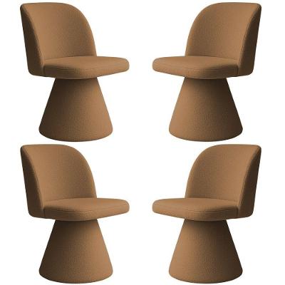 Kit 04 Cadeiras De Jantar Giratória Liz Bouclé Terracota - Nexta Casa