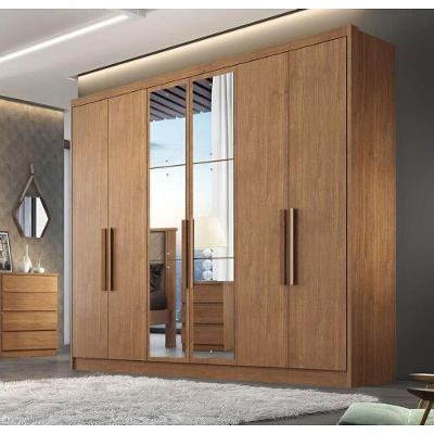 Guarda Roupa Casal Com Espelho 6 Portas 8 Gavetas - Linea-cumaru - Móveis Novo Horizonte