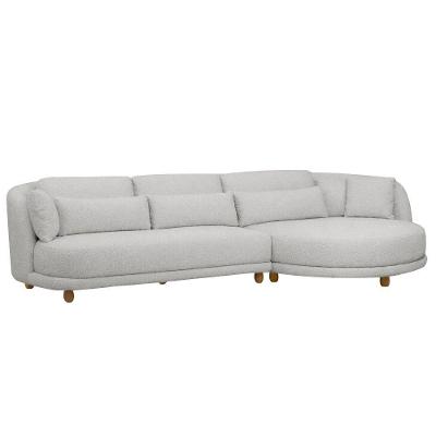 Sofá 05 Lugares 330cm Arizona Com Chaise Esquerdo Bouclé Cinza Claro - Nexta Casa