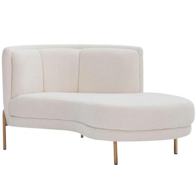 Sofá Chaise Direito Base Ouro Fosco Penélope Bouclé Off White - Nexta Casa