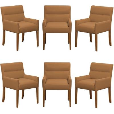 Kit 6 Cadeiras Para Mesa De Jantar Angel Base Madeira Corano Caramelo - Nexta Casa