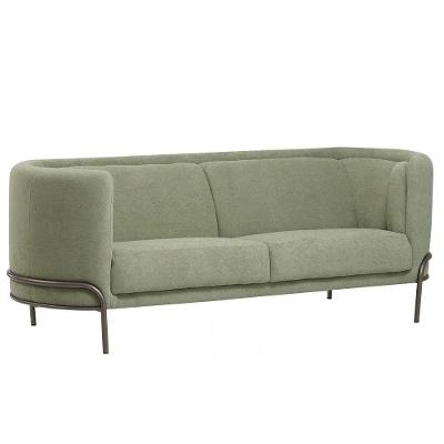Sofá Luminne 3 Lugares 180cm Base Titânio Bouclé Verde Claro - Nexta Casa