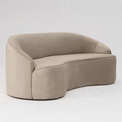 Sofá Curvo Montserrat 210cm 03 Lugares Veludo Bege Palha - Nexta Casa