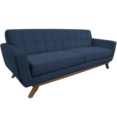 Sofá 04 Lugares 230cm Miami Base Madeira Veludo Azul Escuro - Nexta Casa