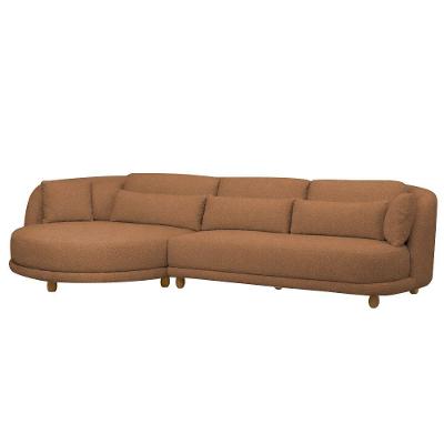 Sofá 05 Lugares 330cm Arizona Com Chaise Direito Bouclé Terracota - Nexta Casa