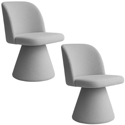 Kit 02 Cadeiras De Jantar Fixa Liz Bouclé Cinza Claro - Nexta Casa