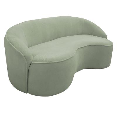 Sofá Curvo Montserrat 230cm 04 Lugares Bouclé Verde Claro - Nexta Casa