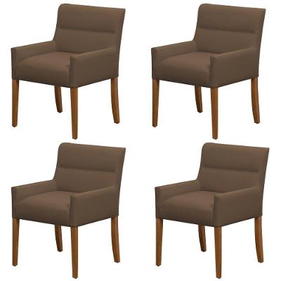 Kit 4 Cadeiras Para Mesa De Jantar Angel Base Madeira Corano Marrom - Nexta Casa