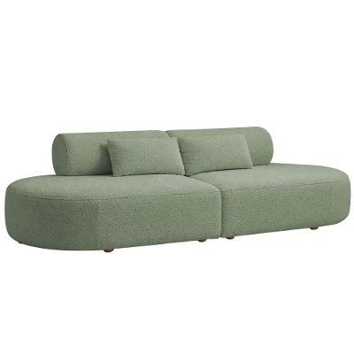 Sofá Orgânico Horizonte 4 Lugares 230cm Bouclé Verde Claro - Nexta Casa