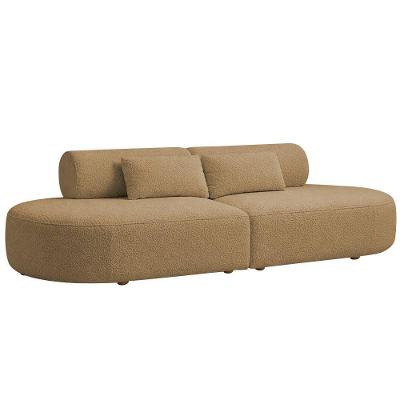 Sofá Orgânico Horizonte 4 Lugares 230cm Bouclé Camel - Nexta Casa