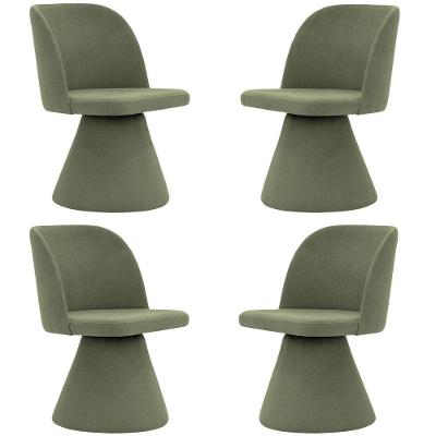 Kit 04 Cadeiras De Jantar Base Fixa Liz Linho Verde - Nexta Casa