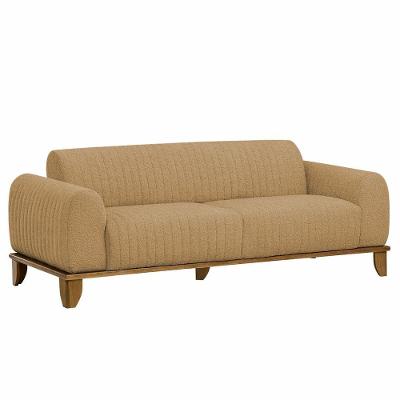 Sofá Molino 3 Lugares 180cm Pés Madeira Castanho Bouclé Camel - Nexta Casa