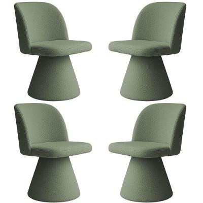 Kit 04 Cadeiras De Jantar Base Fixa Liz Bouclé Verde Claro - Nexta Casa