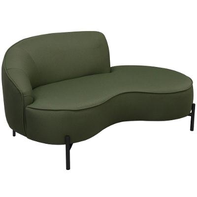 Sofá Curvo 3 Lugares 180cm Braço Dir. Thommy Pés Preto Linho Verde - Nexta Casa