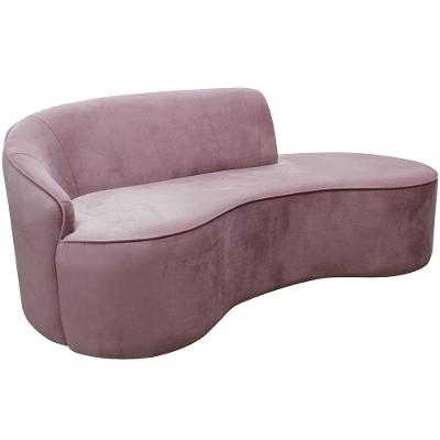 Sofá Curvo 02 Lugares 150cm Eron Braço Direito Veludo Rosê - Nexta Casa