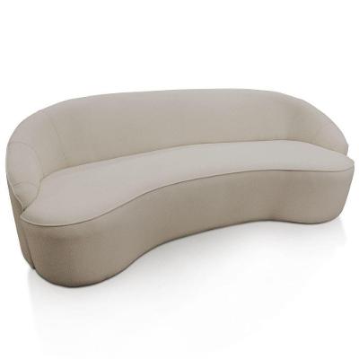 Sofá Curvo Montserrat 210cm 03 Lugares Linho Sintético Areia - Nexta Casa