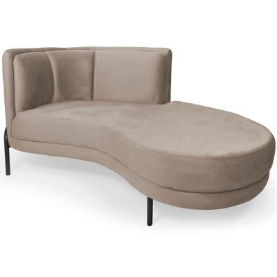 Chaise Direito Sala De Estar Penélope Base Preto Veludo Bege Claro - Nexta Casa