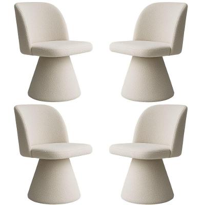 Kit 04 Cadeiras De Jantar Giratória Liz Bouclé Off White - Nexta Casa