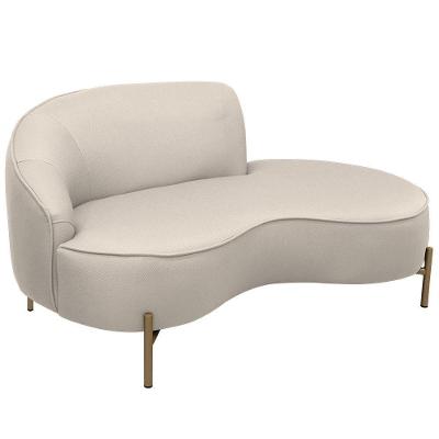 Sofá Curvo 2 Lugares 150cm Braço Dir. Thommy Pés Ouro Linho Off White - Nexta Casa