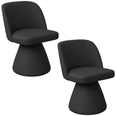 Kit 02 Cadeiras De Jantar Base Giratória Liz Corano Preto - Nexta Casa