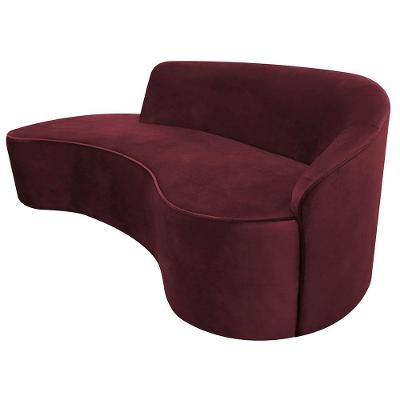 Sofá Curvo 03 Lugares 210cm Eron Braço Esquerdo Veludo Vermelho - Nexta Casa