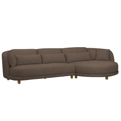Sofá 05 Lugares 330cm Arizona Com Chaise Esquerdo Bouclé Marrom - Nexta Casa