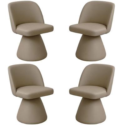 Kit 04 Cadeiras De Jantar Base Giratória Liz Corano Bege - Nexta Casa