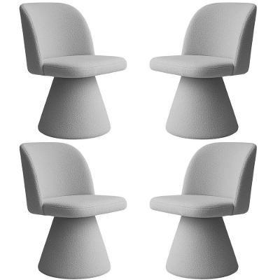 Kit 04 Cadeiras De Jantar Giratória Liz Bouclé Cinza Claro - Nexta Casa