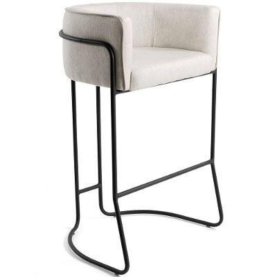 Banqueta Alta Com Encosto Betina Base Preto Viscolinho Off White - Nexta Casa