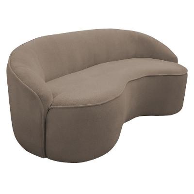 Sofá Curvo Montserrat 180cm 03 Lugares Bouclé Marrom Claro - Nexta Casa