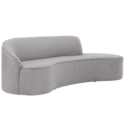 Sofá Curvo 03 Lugares 210cm Eron Braço Direito Linho Cinza Claro - Nexta Casa