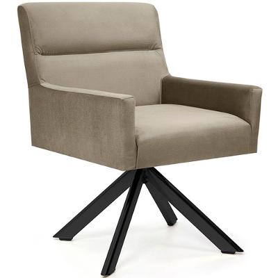 Cadeira Para Sala Angel Giratória Eiffel Preto Veludo Marrom Claro - Nexta Casa