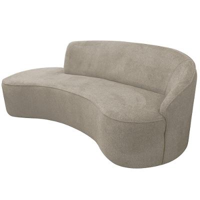Sofá Curvo 03 Lugares 210cm Eron Braço Esquerdo Suede Camurça Bege - Nexta Casa