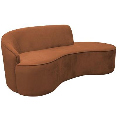 Sofá Curvo 02 Lugares 150cm Eron Braço Direito Veludo Camel - Nexta Casa