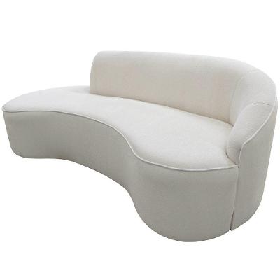 Sofá Curvo 03 Lugares 180cm Eron Braço Esquerdo Bouclé Off White - Nexta Casa