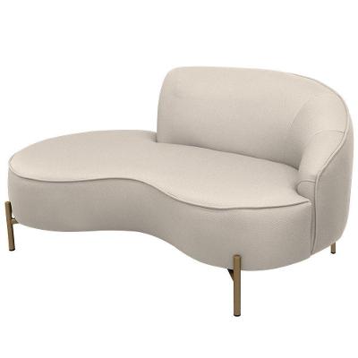 Sofá Curvo 2 Lugares 150cm Braço Esq. Thommy Pés Ouro Linho Off White - Nexta Casa