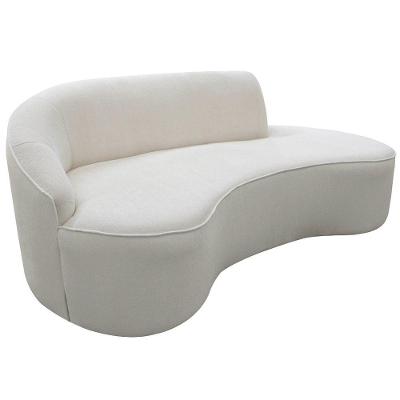 Sofá Curvo 03 Lugares 180cm Eron Braço Direito Bouclé Off White - Nexta Casa