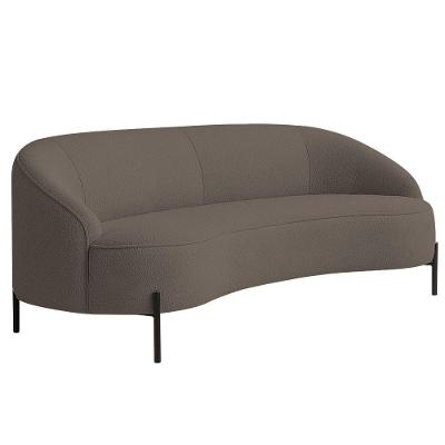Sofá Curvo Porto 03 Lugares 180cm Pés Preto Bouclé Marrom - Nexta Casa