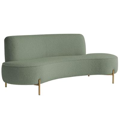 Sofá Orgânico 2 Lugares 150cm Argos Pés Ouro Fosco Bouclé Verde Claro - Nexta Casa