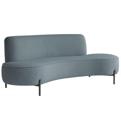Sofá Orgânico 2 Lugares 150cm Argos Pés Preto Bouclé Azul Claro - Nexta Casa