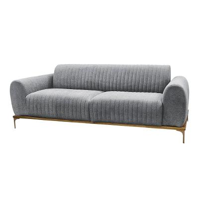 Sofá Molino 3 Lugares 210cm Pés Ouro Fosco Bouclé Cinza - Nexta Casa