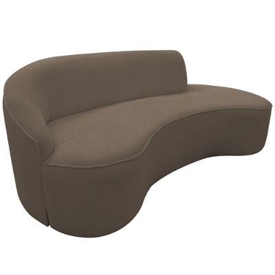 Sofá Curvo 03 Lugares 210cm Eron Braço Direito Bouclé Marrom - Nexta Casa